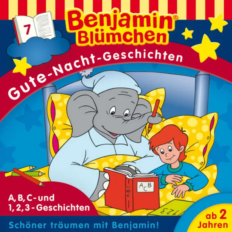 Cover von Benjamin Blümchen - Gute-Nacht-Geschichten - Folge 7: A,B,C-Geschichten / 1,2,3-Geschichten