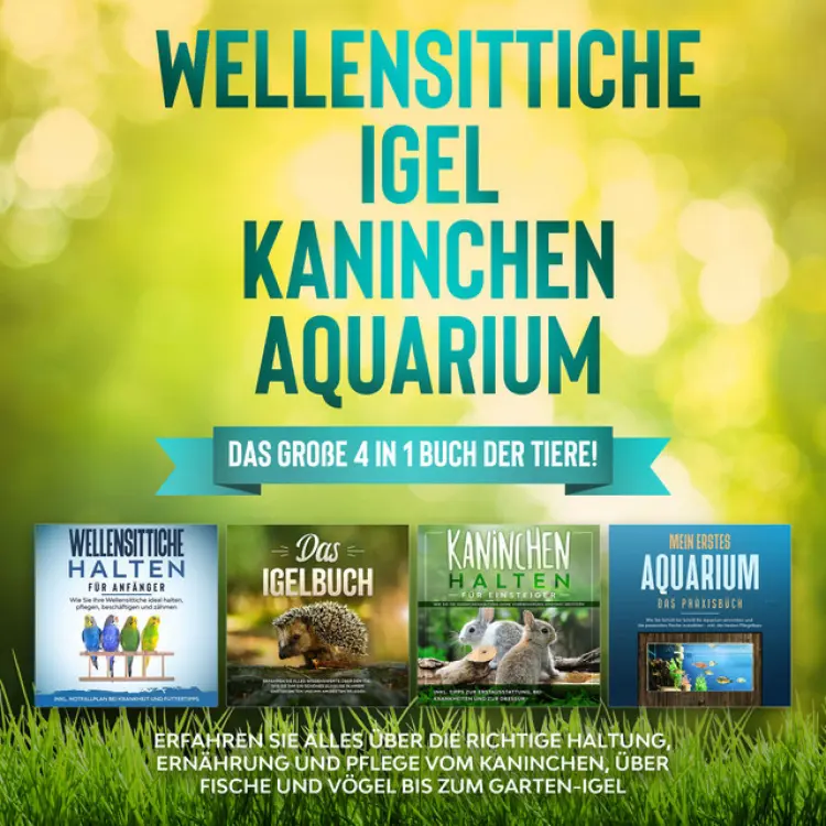 Cover von Judith Seifert - Wellensittiche | Igel | Kaninchen | Aquarium: Das große 4 in 1 Buch der Tiere! Erfahren Sie alles über die richtige Haltung, Ernährung und Pflege vom Kaninchen, über Fische und Vögel bis zum Garten-Igel