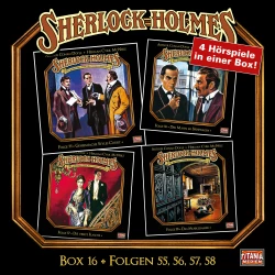 Cover - Sherlock Holmes - Die geheimen Fälle des Meisterdetektivs - Box 16 - Folgen 55, 56, 57, 58