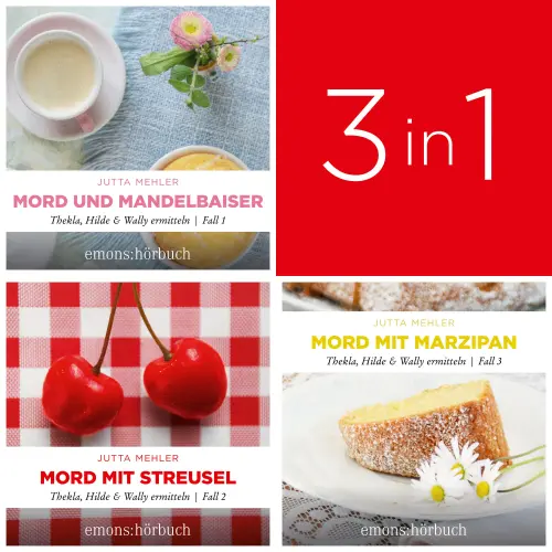 Cover von Jutta Mehler - Thekla, Hilde, Wally - Die große Thekla, Hilde & Wally Box - Mord und Mandelbaiser, Mord mit Streusel, Mord mit Marzipan