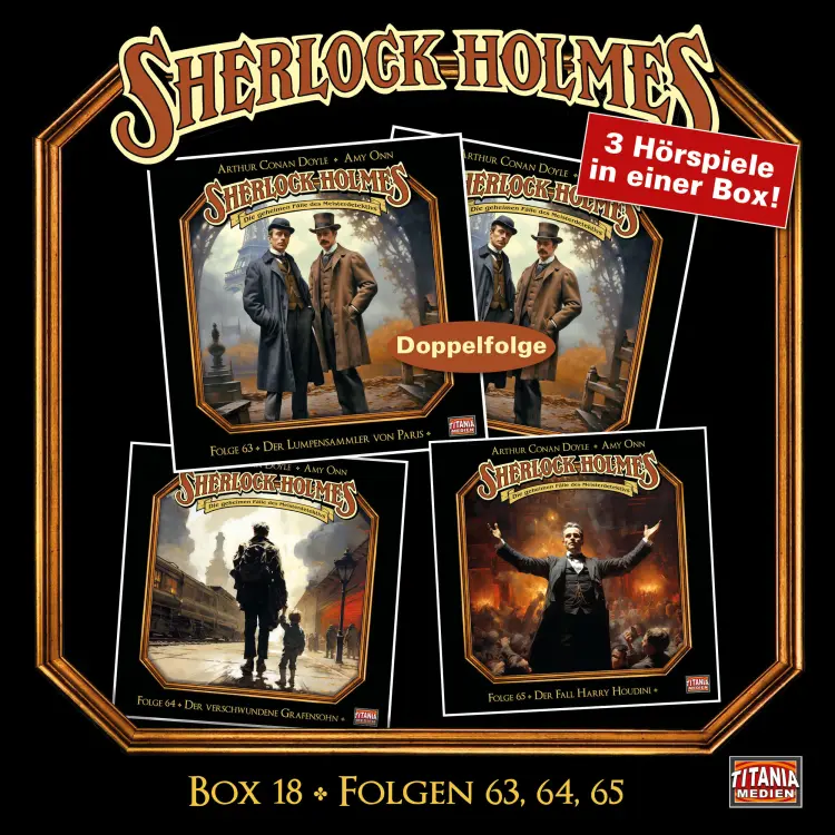 Cover von Sherlock Holmes - Die geheimen Fälle des Meisterdetektivs - Box 18 - Folgen 63, 64, 65